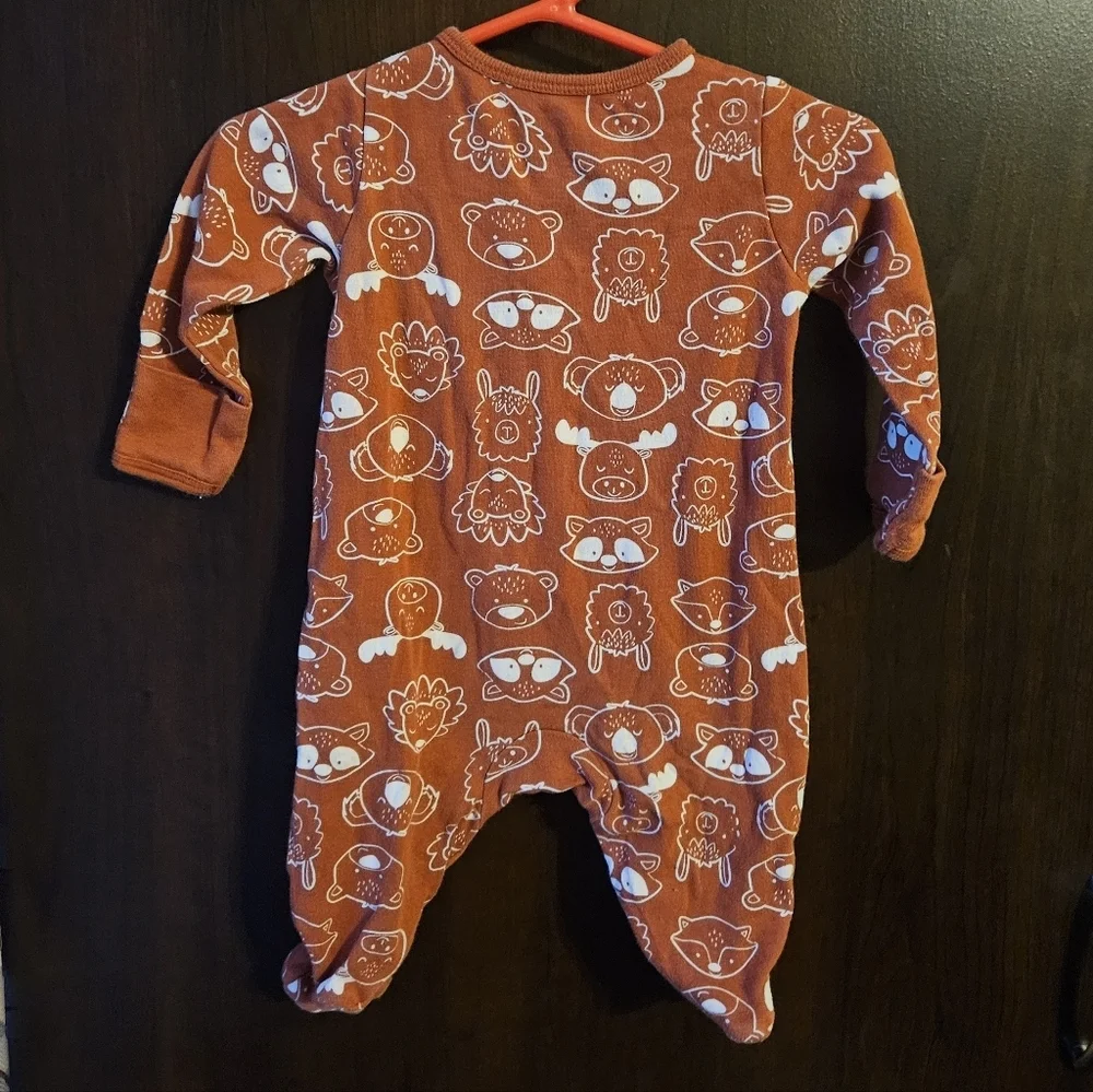 Wonder Nation Rust Orange Kids Zip Up Footie with Fun Patterns